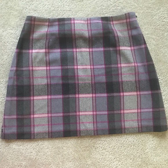 Pink plaid skirt (wool blend) - Picture 1 of 6